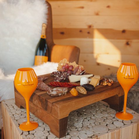 A Champagne and cheese board for the Champagne Chalet at Edgewood Tahoe Resort.